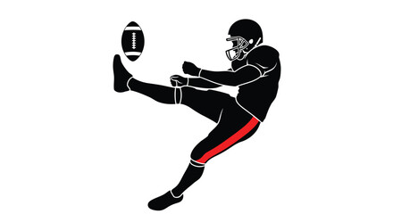 American football player kicking ball in dynamic action