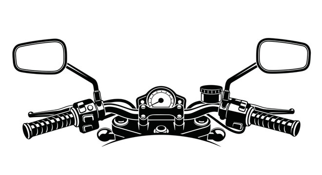 Motorcycle handlebars with mirrors and speedometer
