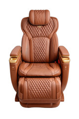 Naklejka premium Luxurious quilted brown leather recliner chair with gold accents