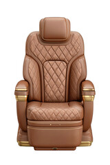 Naklejka premium Luxurious brown leather armchair with diamond quilting and gold accents