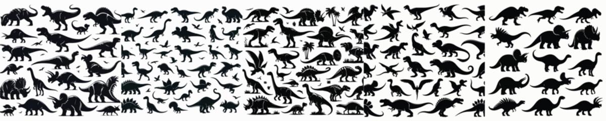 VECTOR COLLECTION OF DINOSAUR SILHOUETTE WHITE BACKGROUND
