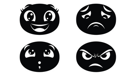 Various emoticon faces expressing emotions