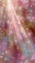 Soft pink and gold festive beams cascading through shimmering particles creating a dreamy elegant celebration backdrop perfect for new year themed seasonal visual design