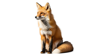 Realistic fox head portrait with detailed fur isolated on transparent background