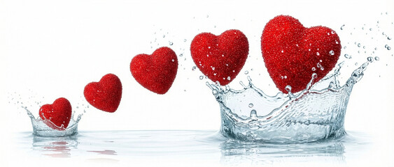 Hearts in Motion: Red Splashes of Love