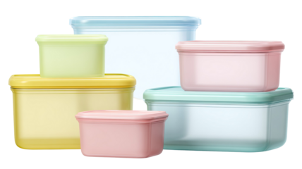 Colorful plastic food assortment with vibrant toy ingredients and detailed textures arranged for playful display isolated on white background.