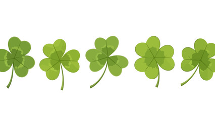 Collection of Five Leafy Green Clover Symbols on a White Background, Representing Luck and Springtime