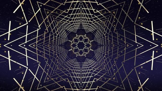 Colorful mandala style abstract background in a seamless loop with glowing geometric shapes and smooth motion.