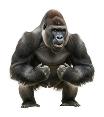 Obraz premium Gorilla displaying strength in animal portrait isolated on transparent background