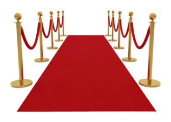 Red carpet event entrance glamorous venue perspective aesthetic isolated on transparent background