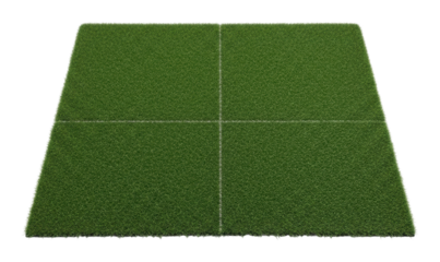 Artificial grass installation backyard home improvement aerial view isolated on transparent background