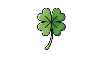 A vibrant green four-leaf clover, a timeless symbol of good luck and fortune, rendered in a clean and appealing illustration to represent prosperity and positive wishes