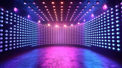 Futuristic LED stage with vibrant neon lights