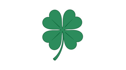 A beautiful green four-leaf clover, a symbol of good luck and fortune, isolated on a clean white background