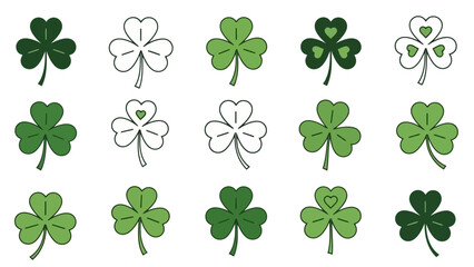 Collection of Lucky Shamrock Icons and Illustrations for St