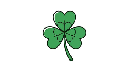 A simple green shamrock illustration on a white background, representing luck and Irish culture