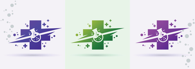 Beaker   Medical Cross Science Health Logo For Hospital Brand Identity Modern Minimal Creative Design
