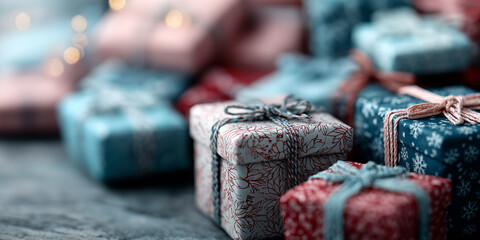 A charming collection of colorful gift boxes ready for celebrating the holiday season Generative AI