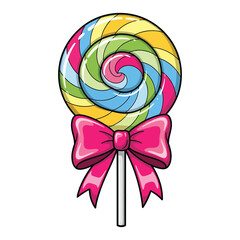 Colorful swirl lollipop with pink bow