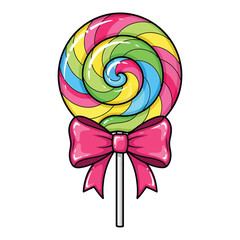 Colorful swirl lollipop with pink bow