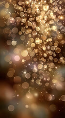 Soft floating golden bokeh lights glowing gently over a warm blurred background creating a dreamy festive ambience perfect for elegant seasonal celebration artwork