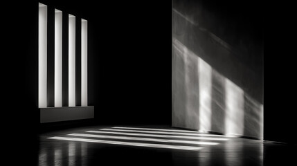 Light and shadow in silence, minimal geometric composition
