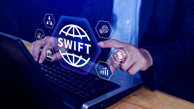 SWIFT. Society for Worldwide Interbank Financial Telecommunications, online payment and financial regulation concept, Business and Technology Concept. not ai - Powered by Adobe