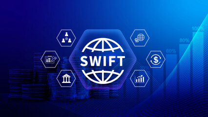 SWIFT. Society for Worldwide Interbank Financial Telecommunications, online payment and financial...