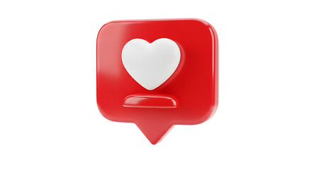 Social media notification with heart symbol in red speech bubble for engagement and support in digital space