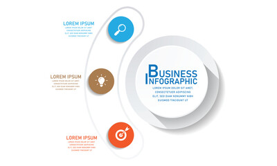 Fototapeta premium Creative 3-Step Business Process Diagram Vector Design