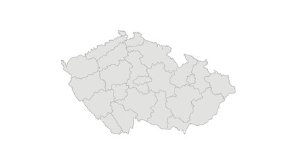 Czech Republic map with regions white background country.