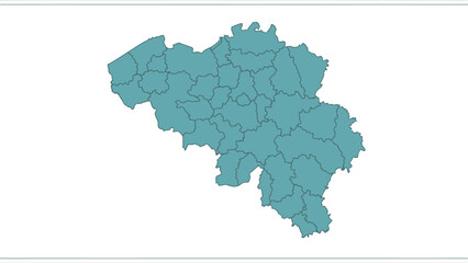 Obraz premium Belgium Map with Provinces Teal country.
