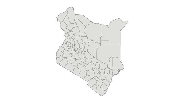 Kenya map with counties geographic region administrative divisions country.