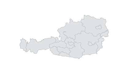 Map of Austria with its federal states outlined, a geographic representation of the country's administrative divisions