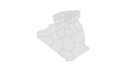Vector map of Algeria's administrative divisions, illustrating the country's internal provincial boundaries for geographic, political, and educational contexts in North Africa