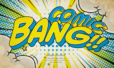[Editable Text Effect Logo] ” Comic Bang  Logo” The title logo style is a Classic comic book logo style printed on antique retro paper.