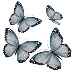 Elegant Ash Butterfly Illustration with Sparkle Wings