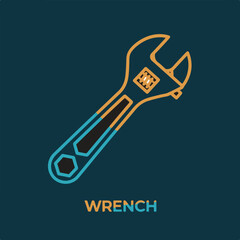 colorful modern Outline of Adjustable Wrench Hand Tool Vector.eps