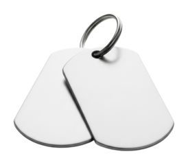 Military dog tag display product minimalist isolated on transparent background