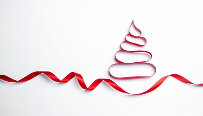 Red ribbon Christmas tree illustration