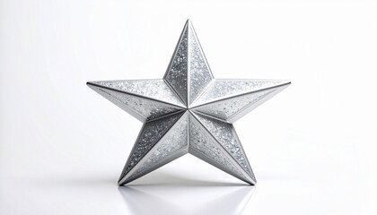 Silver star decoration isolated on a white background