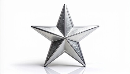 Silver star decoration isolated on a white background