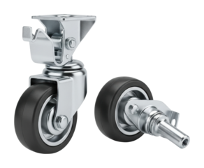 Industrial caster wheels workshop product isolated on transparent background