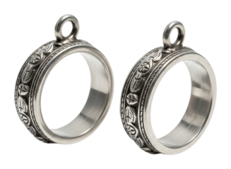 Elegant silver rings display jewelry isolated on transparent background