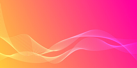 Dynamic abstract background with Modern pink orange gradient wave lines.