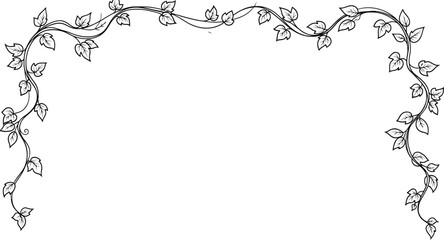 Elegant black-and-white vine frame design creating a refined border ideal for invitations, stationery, or decorative layouts