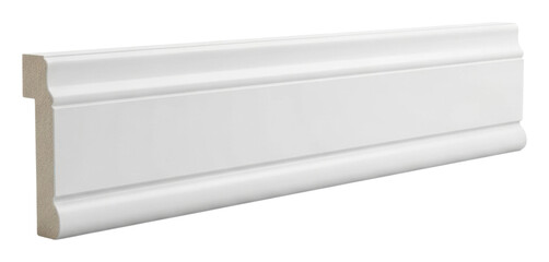 Installing elegant white baseboard trim in modern interiors isolated on transparent background