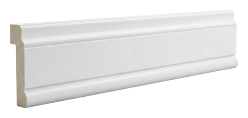 Installing elegant white baseboard trim in modern interiors isolated on transparent background