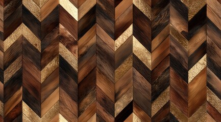 Warm Wooden Flooring Texture: A close-up view of an inviting wooden floor showcases a captivating chevron pattern, the warm, rich tones creating a sense of luxury and timeless elegance.