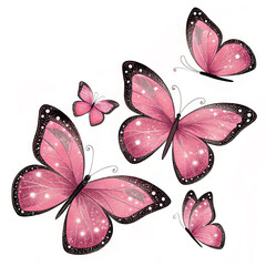 Soft Pink Butterfly Fantasy Illustration